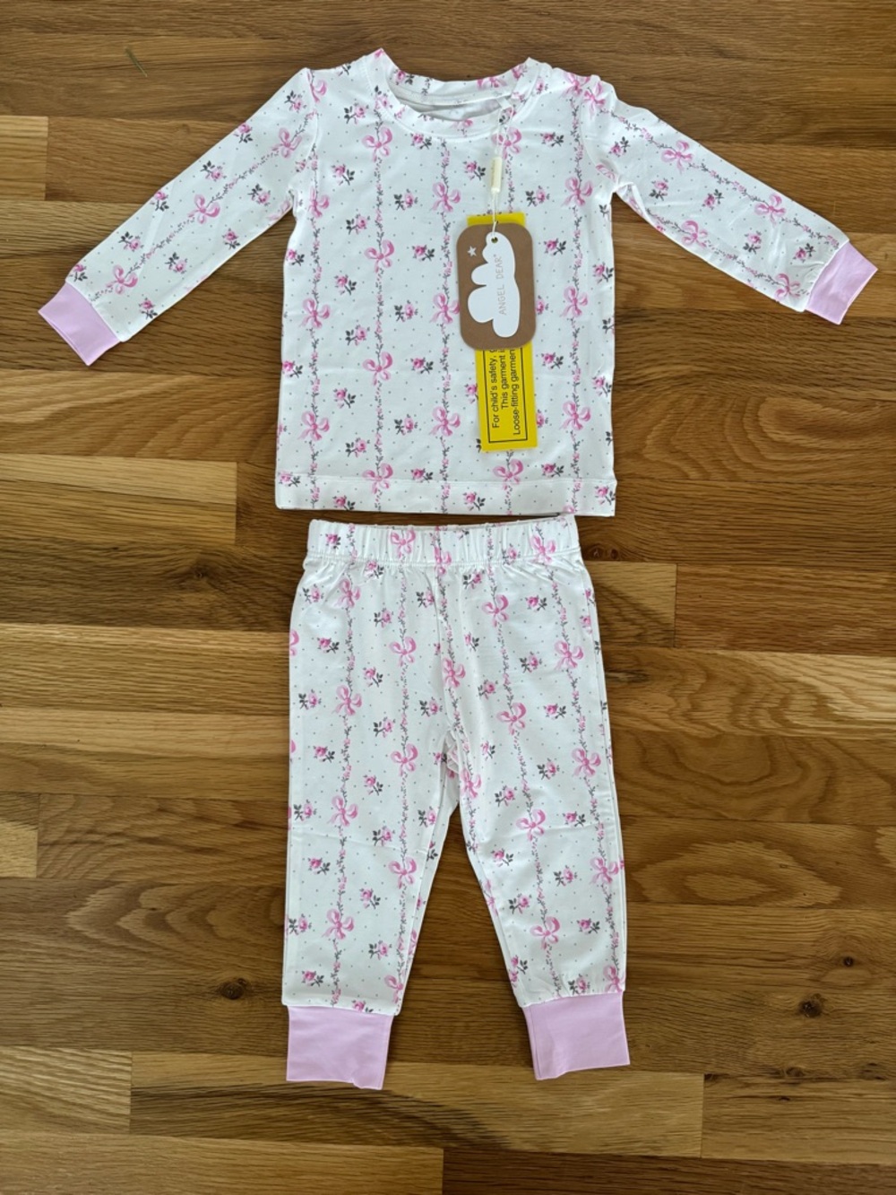 NWT Angel Dear Pink Floral Ribbon Print Set